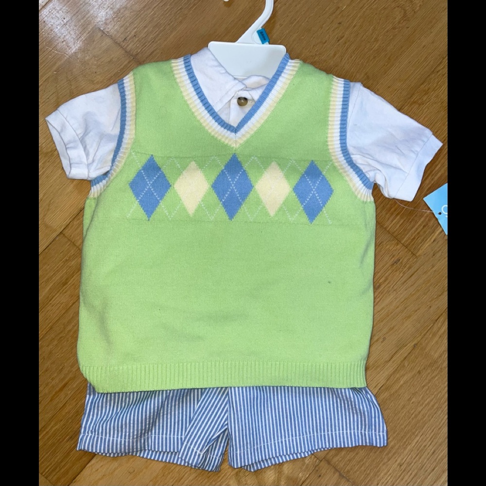 Seersucker goodlad vest polo shirt & shorts 24 months